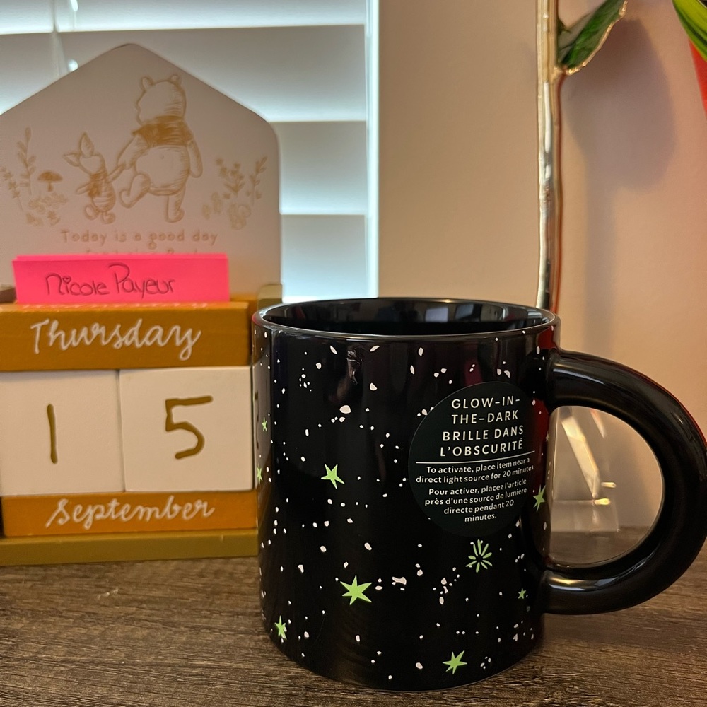 Starbucks Glow in the Dark Halloween 2022 Black Ceramic Mug with Stars